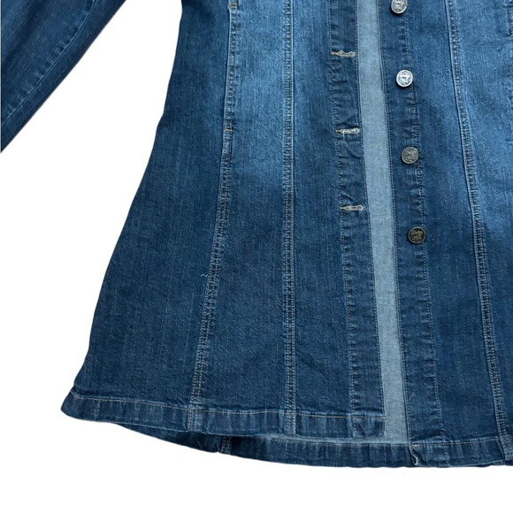 Vintage 2000s Y2K Indigo Rein Blue Long-Line Denim Jacket size XL - Picture 7 of 16